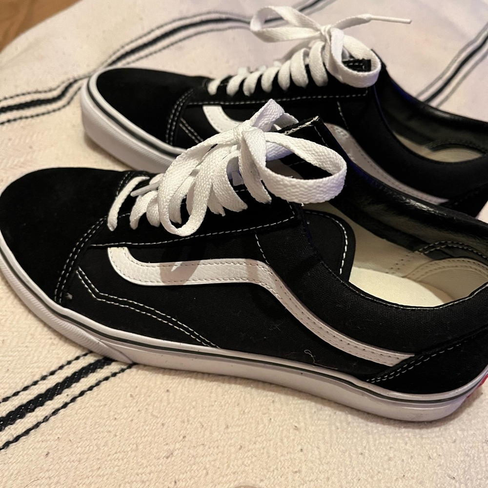 Low top black vans! Worn once! Women’s size 9.5
